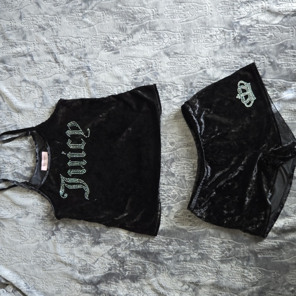 SOLD-Juicy Couture Black Velvet Rhinestone Set